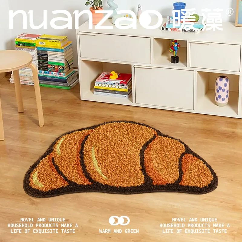 暖藻可爱羊角包地毯家用卧室卡通毛绒柔软脚垫浴室门口防滑地垫