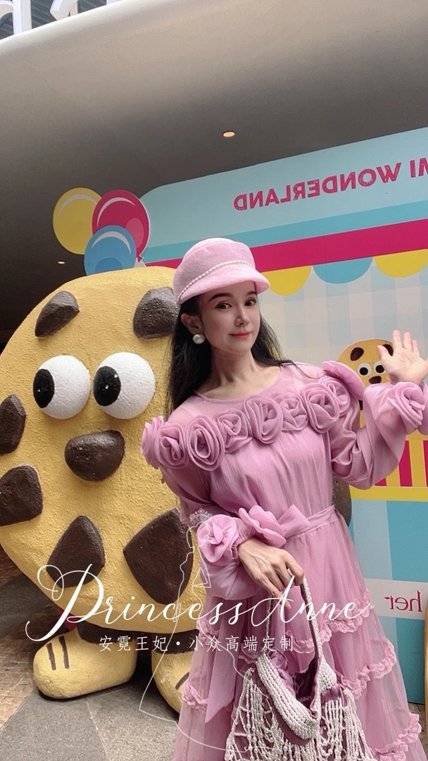 安霓王妃【尤莱特玫瑰】原创私服定制玫瑰花法式公主蛋糕长款连衣裙