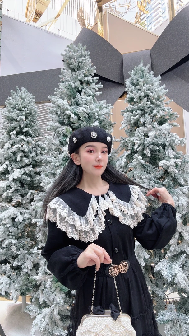 安霓王妃【公主梦想师】设计师原创定制荷叶领蛋糕收腰长款连衣裙