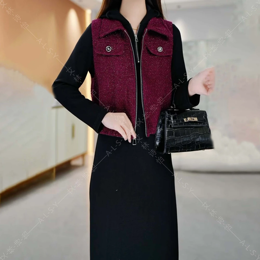 2024早秋新款两件套洋气修身显瘦气质时尚百搭女装连衣裙B99