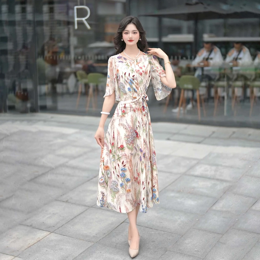 【AM】新款气质洋气时尚休闲减龄显瘦收腰女装连衣裙夏季穿搭B45-6