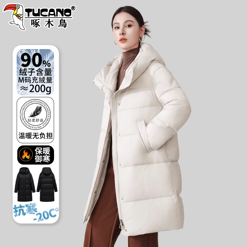 【官方】啄木鸟羽绒服女中长款2025新款爆款加厚保暖抗寒超好看外套