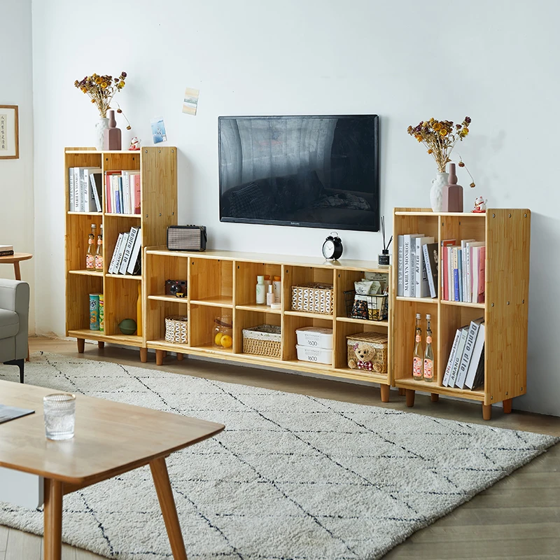 实木书架落地家用矮书柜儿童简易卧室收纳架简约学生客厅小置物架