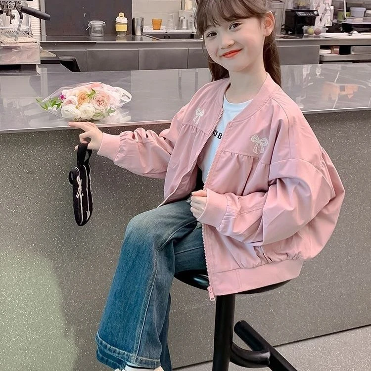 女童外套秋装2025新款洋气时髦儿童棒球服春秋季夹克上衣女孩大童