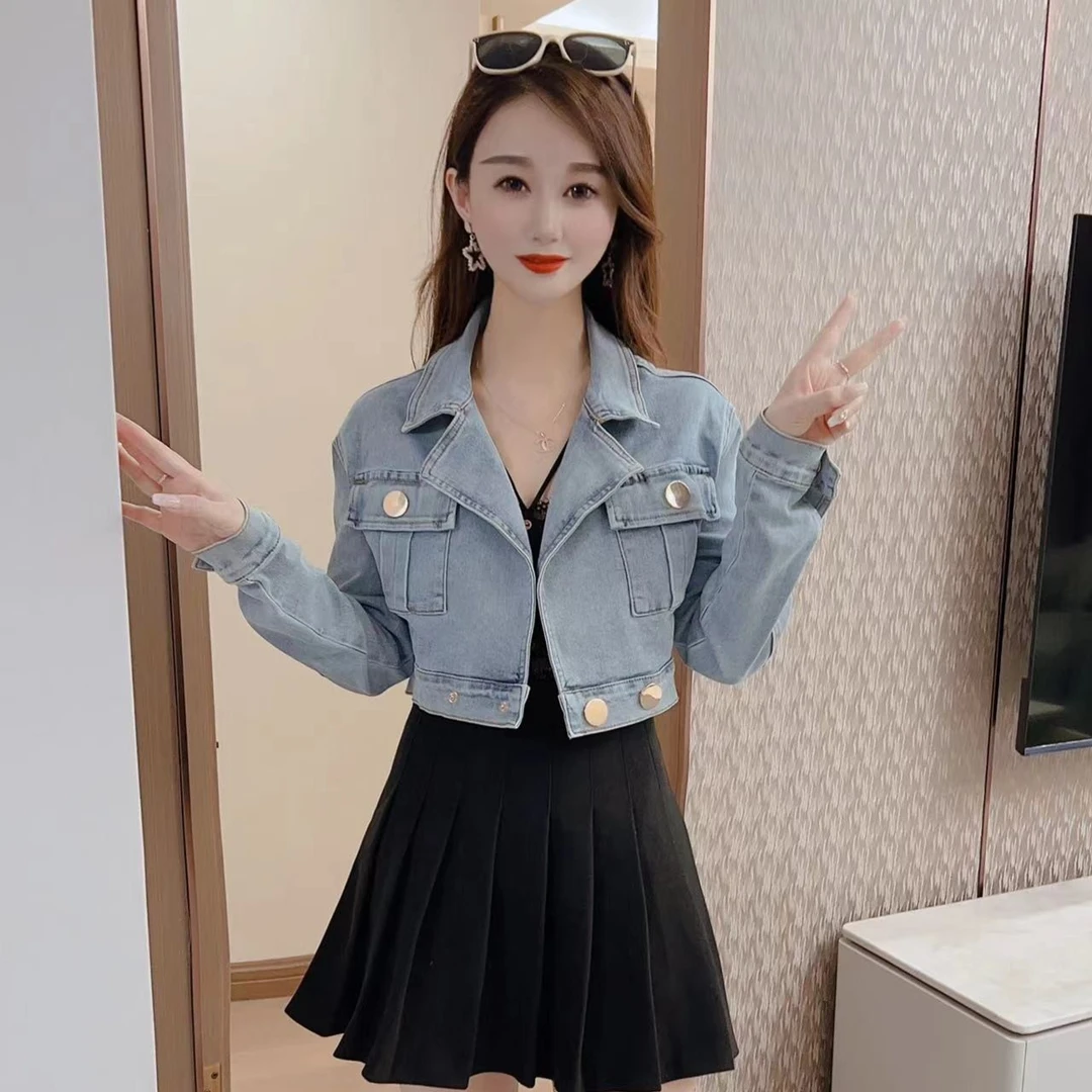 爆款小个子牛洋气小众春秋新款时尚人牛仔衣秋季女外套上衣女外套