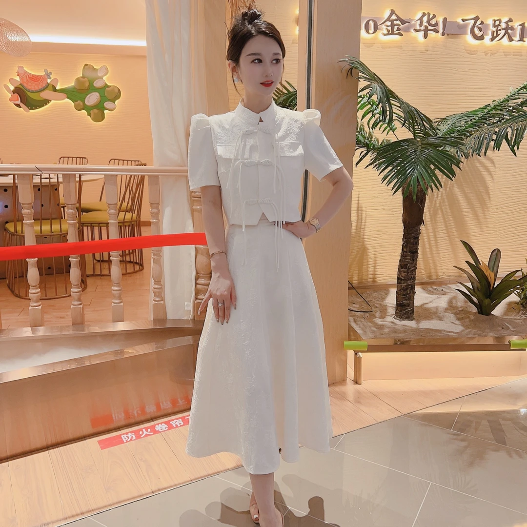 2024新中式国风新款洋气气质套裙高档套装两件套裙子套装裙高级感