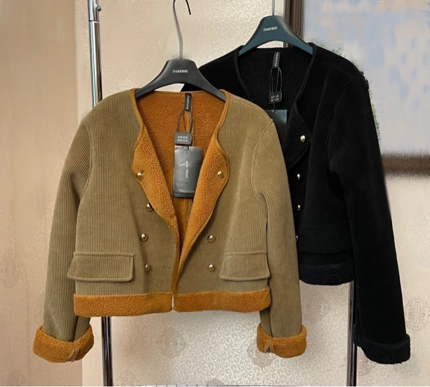 冬季时尚百搭加厚保暖羊羔毛小香短款外套