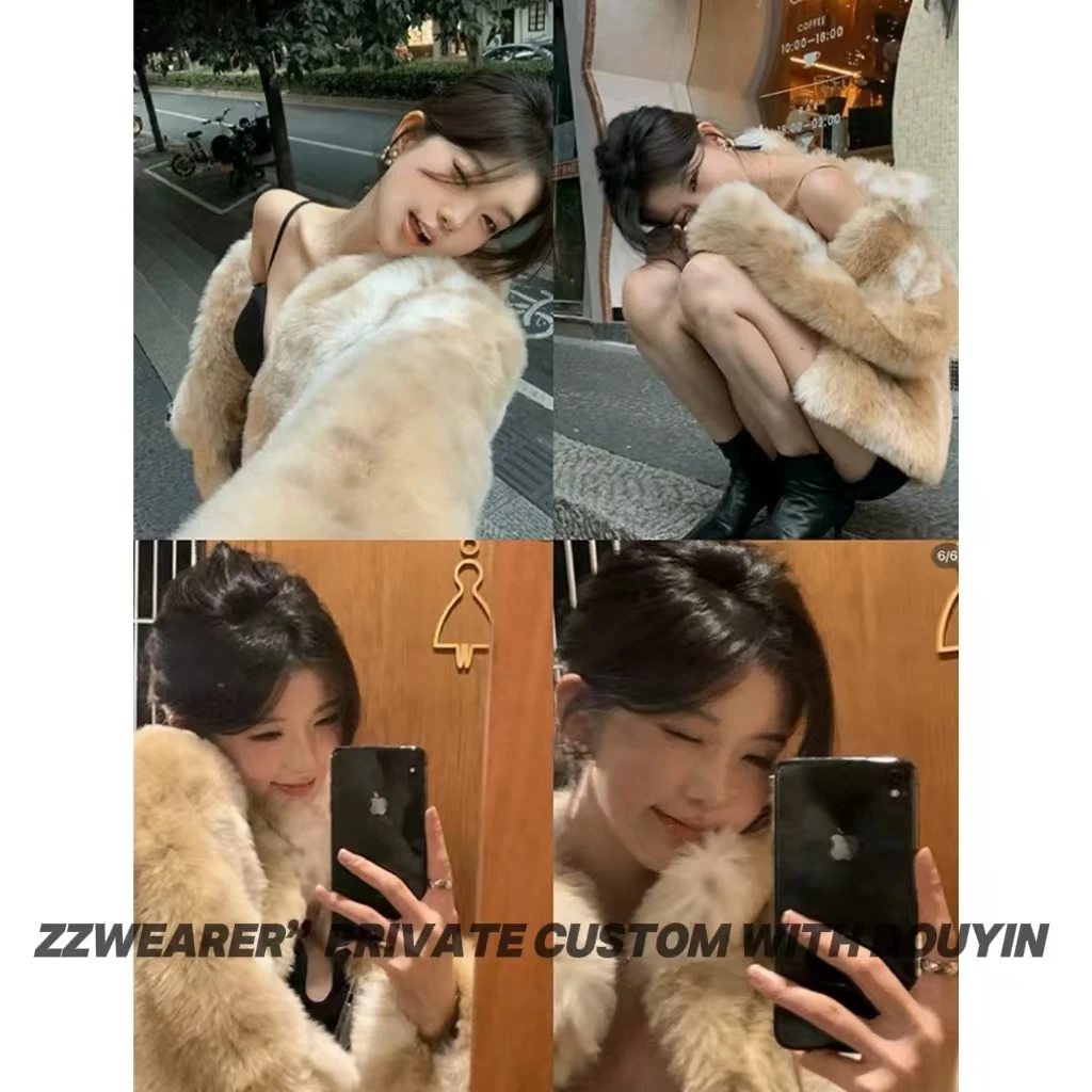 Zzwearer”【山猫】k229285明星同款渐变色毛毛外套秋冬高级感外套