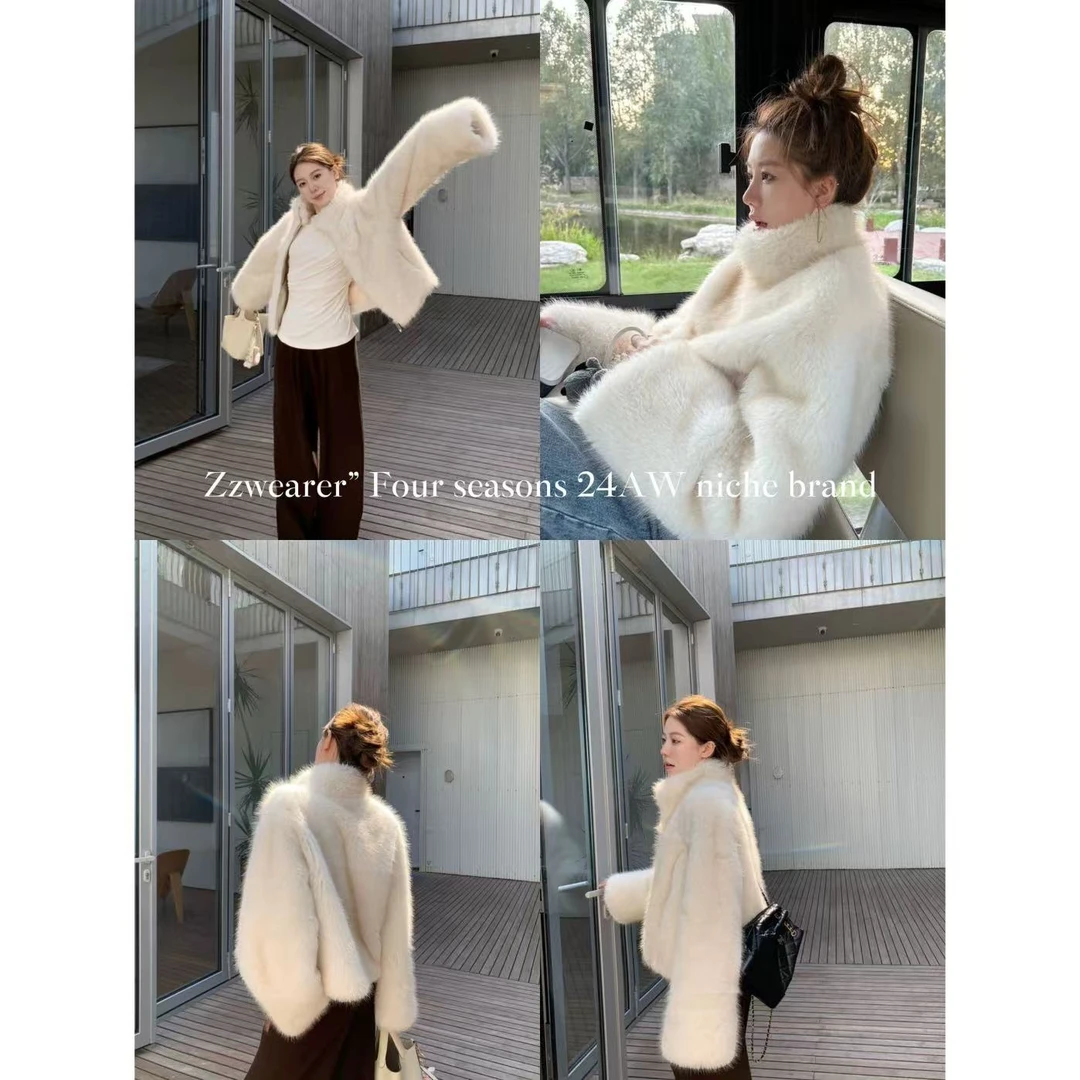 Zzwearer“日光岛屿”m23006新款时髦环保毛毛外套女