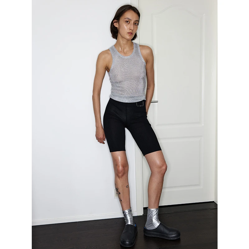 WEARABLE EVENT黑色针织骑行裤 Black Knit Shorts