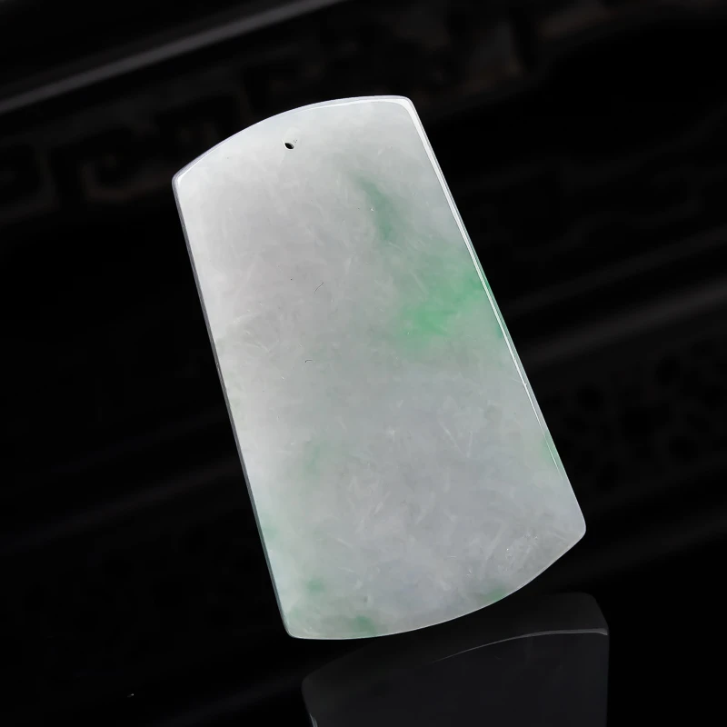 水润 淡春彩 平安无事牌 吊坠 挂件 15.46g 缅甸天然A货翡翠玉石
