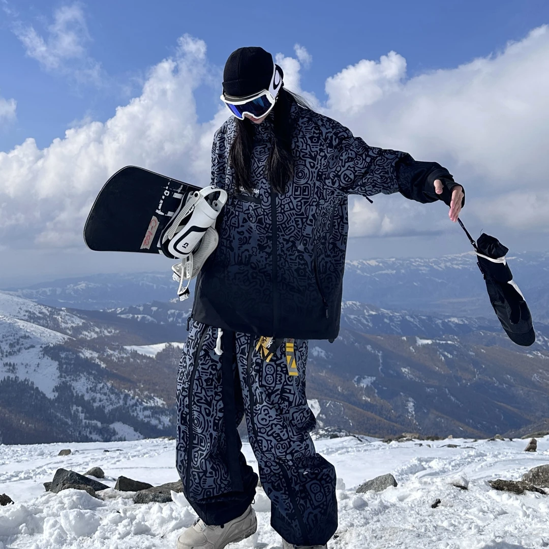 ZACHARIAH【黑艺术涂鸦】设计师艺术联名款滑雪服套装3L防水滑雪服