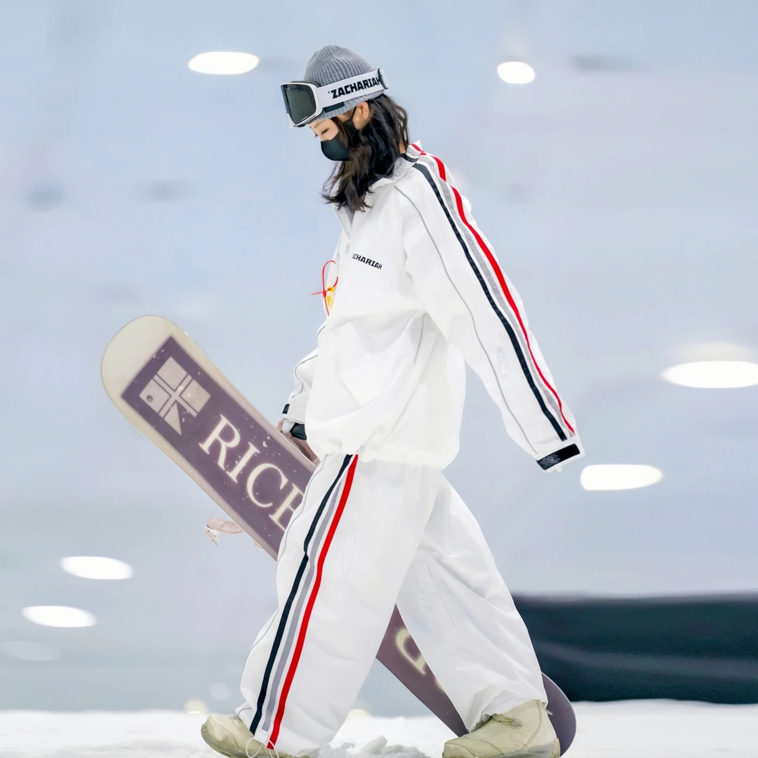 ZACHARIAH【白灰红】美式复古机车风滑雪服套装防风防水宽松滑雪服