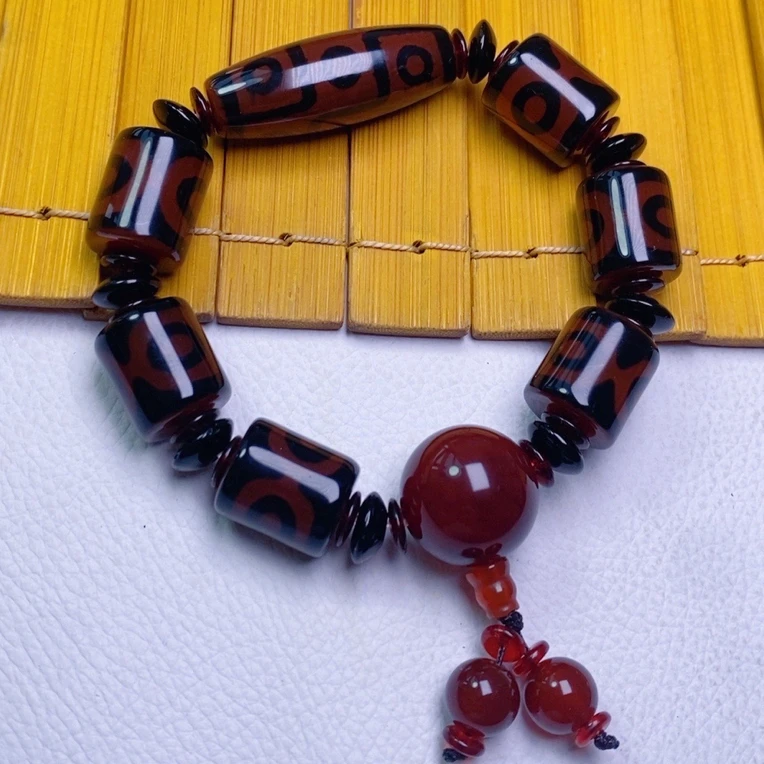 民族风七星塔酒红九眼珠珠手链透体酒红色时尚大气