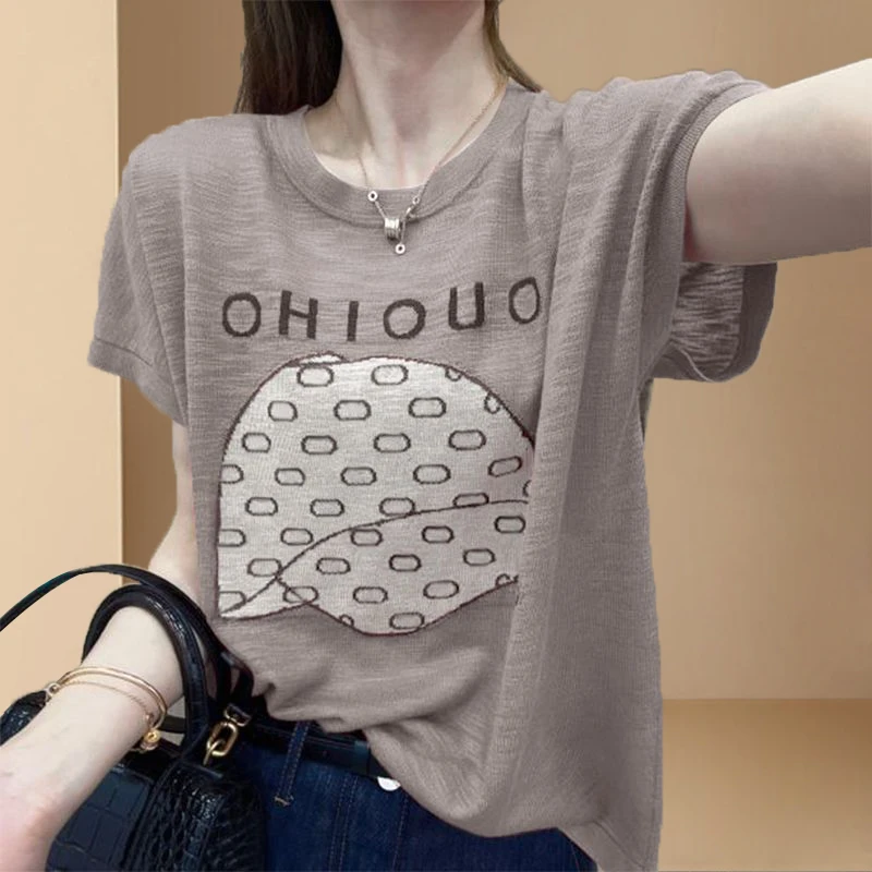 纯棉t恤女短袖夏季2024年新款夏装中年妈妈时尚洋气休闲薄款上衣
