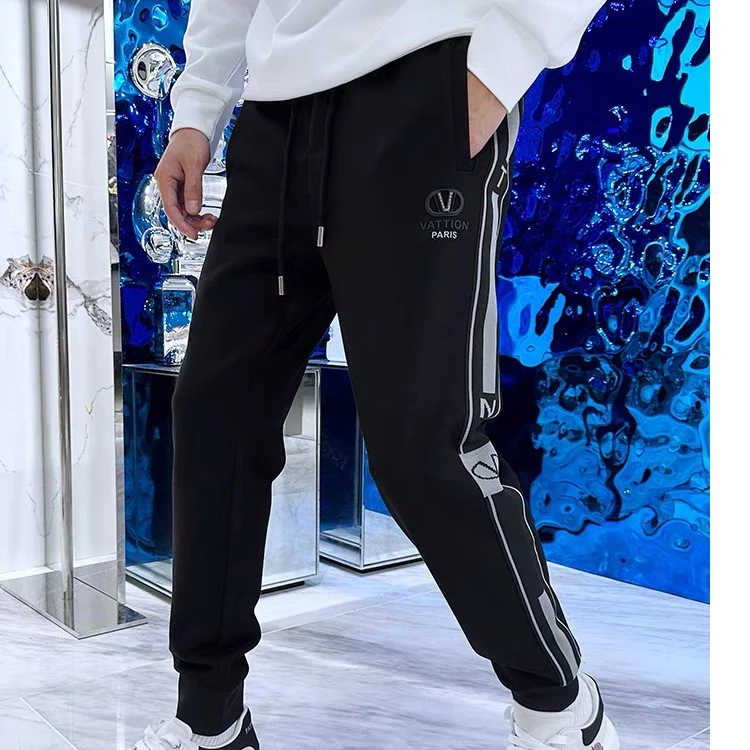 欧货2023冬季新款卫裤男士束脚休闲裤时尚条纹长裤子百搭运动男裤