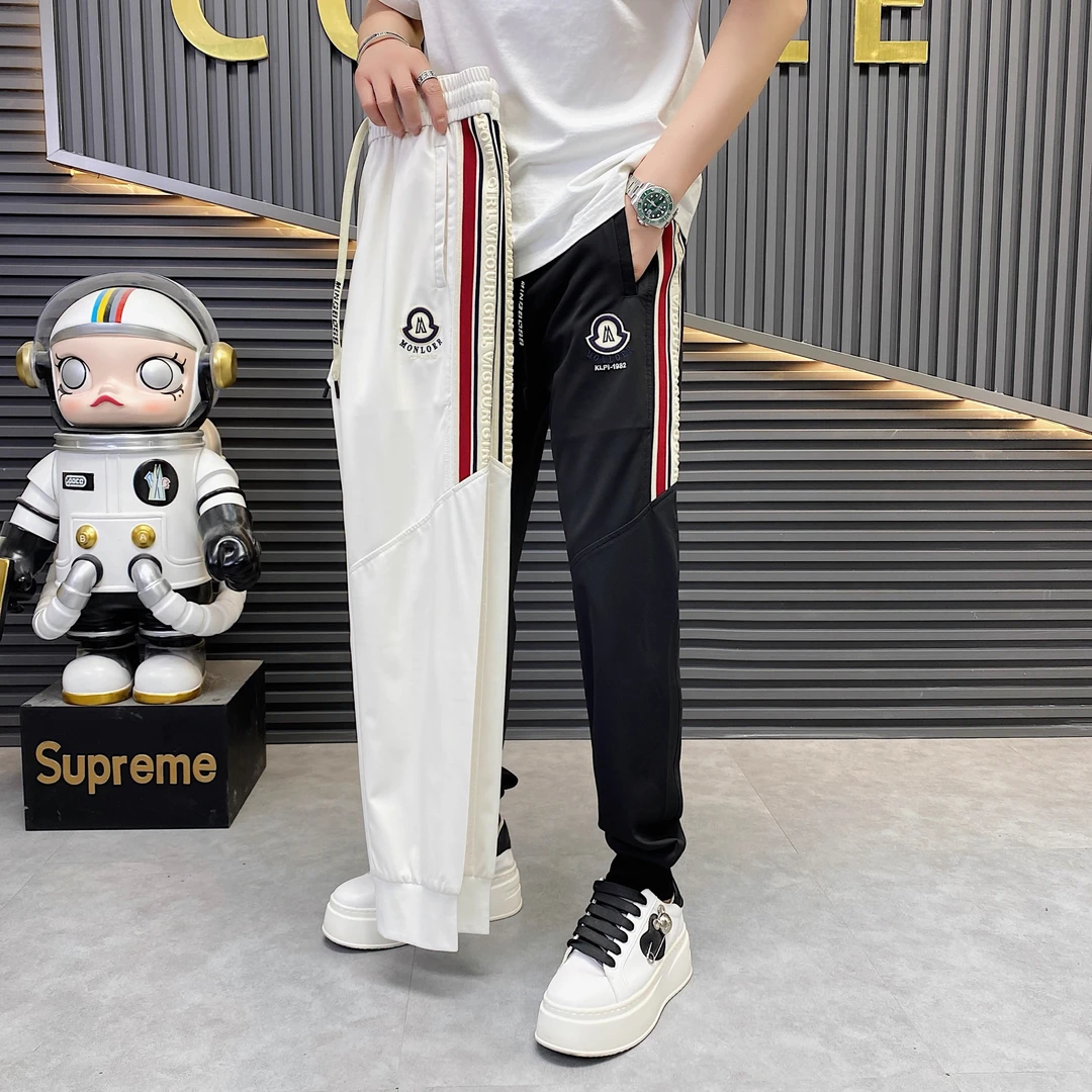 薄款夏款束脚重磅垂感卫裤潮牌刺绣时尚抽绳运动长裤