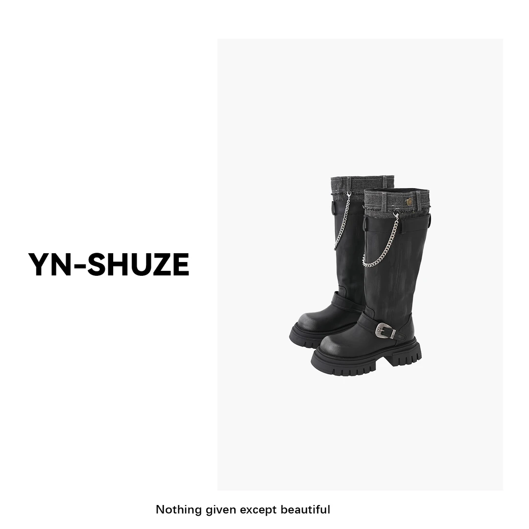 YN-SHUZE设计款时尚重工链条长靴SZ-YNB-9956-1