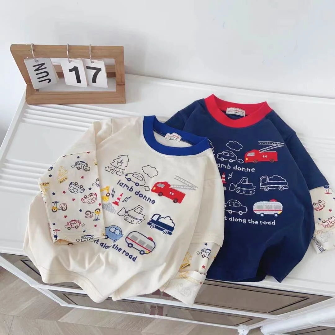 儿童长袖t恤圆领日系miki春秋男女小童柔软宝宝棉休闲打底衫1443