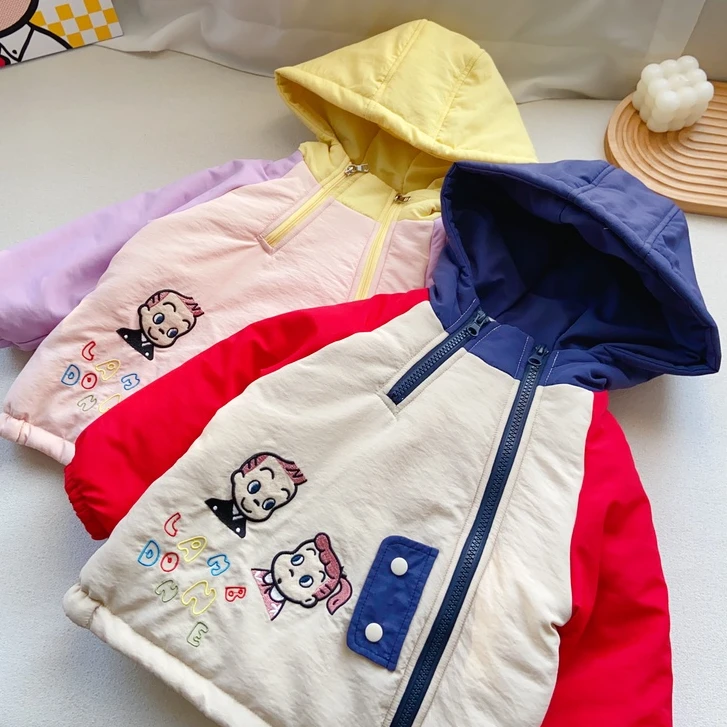 儿童棉袄连帽冬款撞色儿童加厚加绒冬季婴儿原田保暖棉服宝宝1189