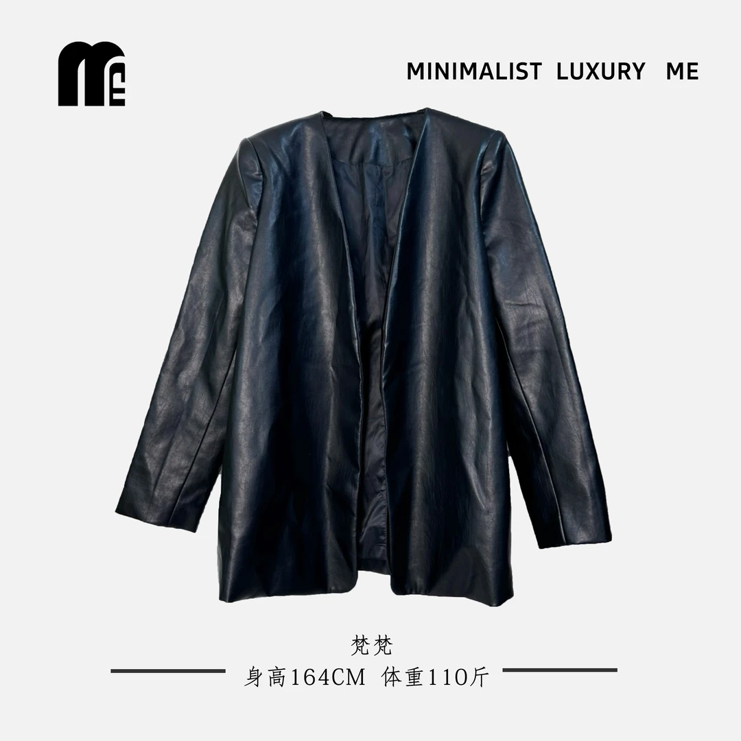 ME【阿玛简约】意大利风情百搭宽松皮衣西服女款3675#（6）时尚