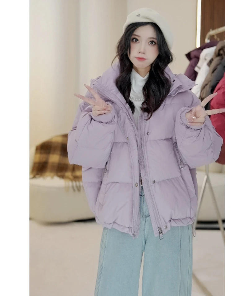 冬季韩版休闲时尚女士短款加厚羽绒服气质女款户外百搭连帽宽松