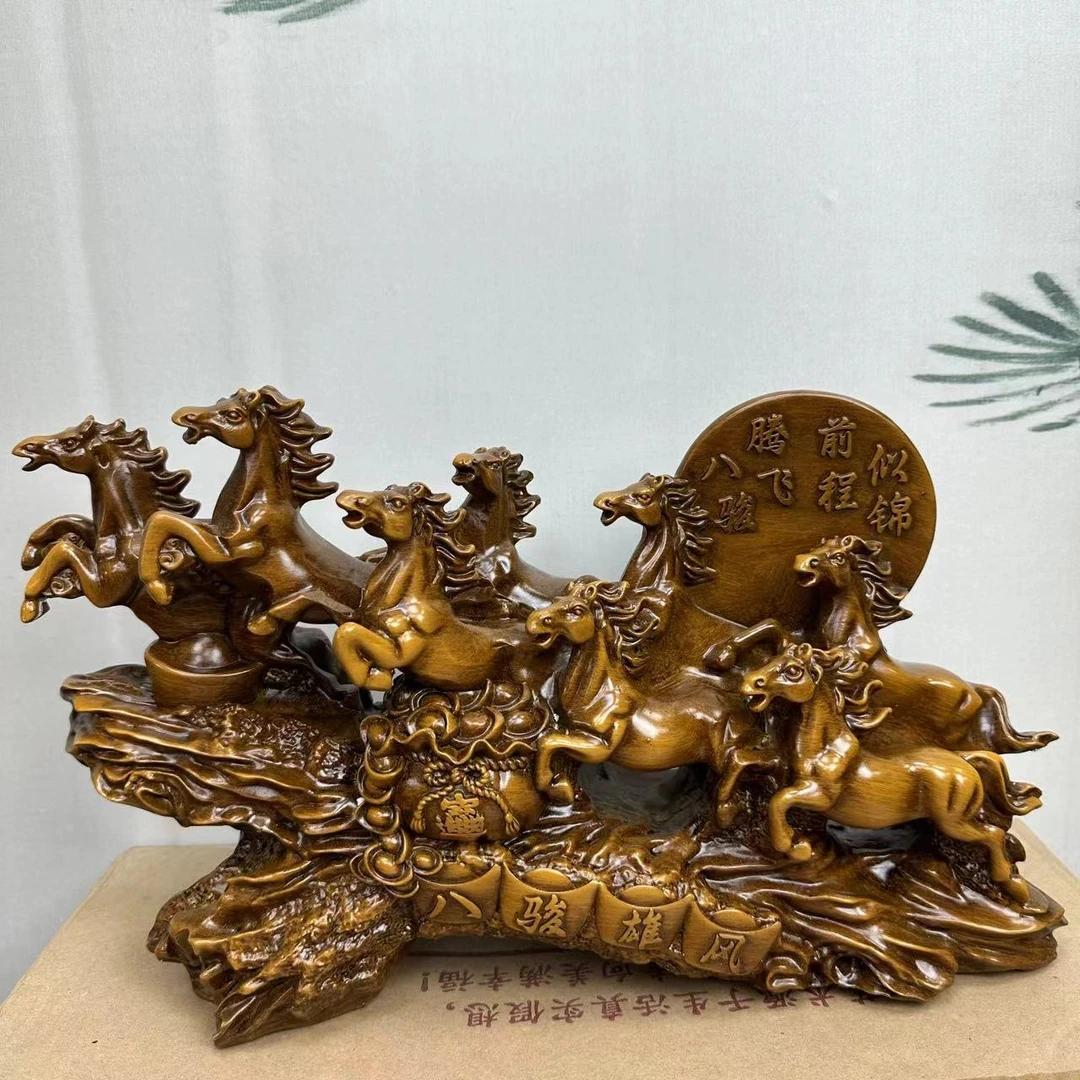 特制八骏雄风摆件开业乔迁送礼办公桌摆件客厅电视柜摆件