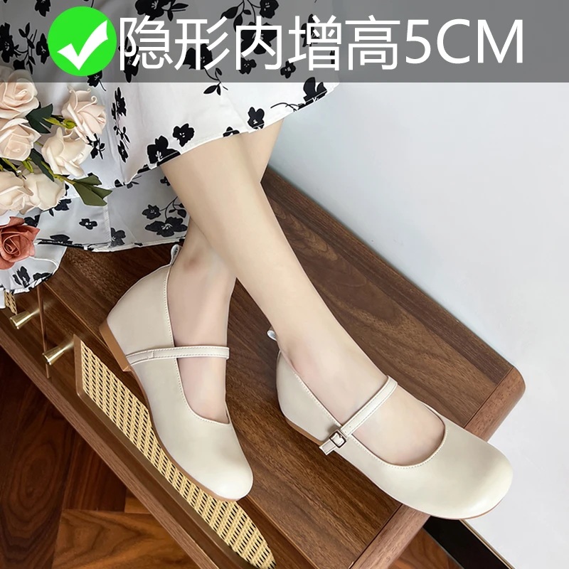 内增高323334码法式玛丽珍鞋2024新款四季气质百搭浅口软底奶奶鞋