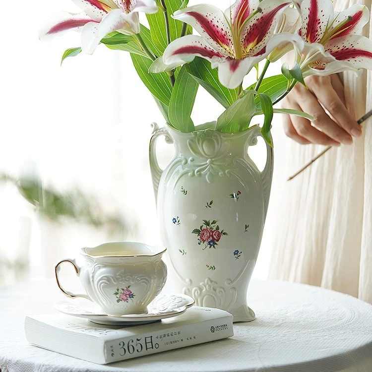 花瓶摆件客厅插花 欧式陶瓷花瓶ins风高级感鲜花花瓶插花水培绿植