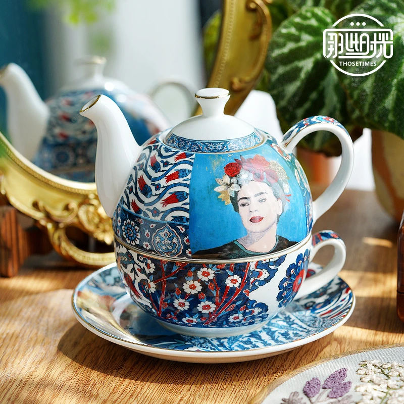 英式下午茶具一人饮一壶一杯碟叠壶轻奢艺术感欧式茶壶茶杯子母壶