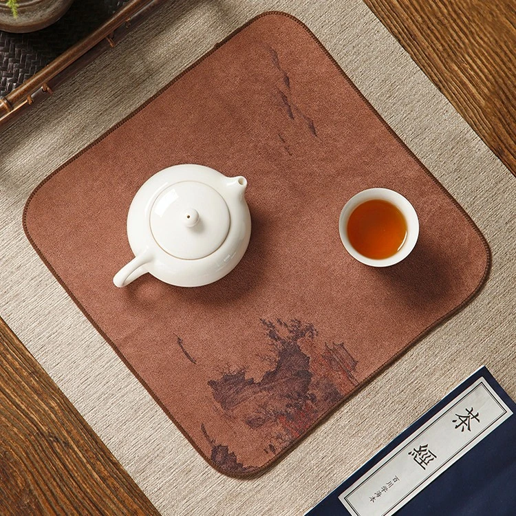 中式加厚棉麻茶巾高端小号茶桌吸水毛巾禅意茶布抹布垫布茶台配件