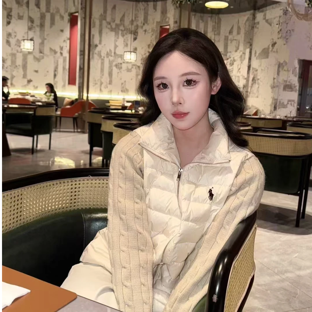 小马针织袖卡其色薄外套