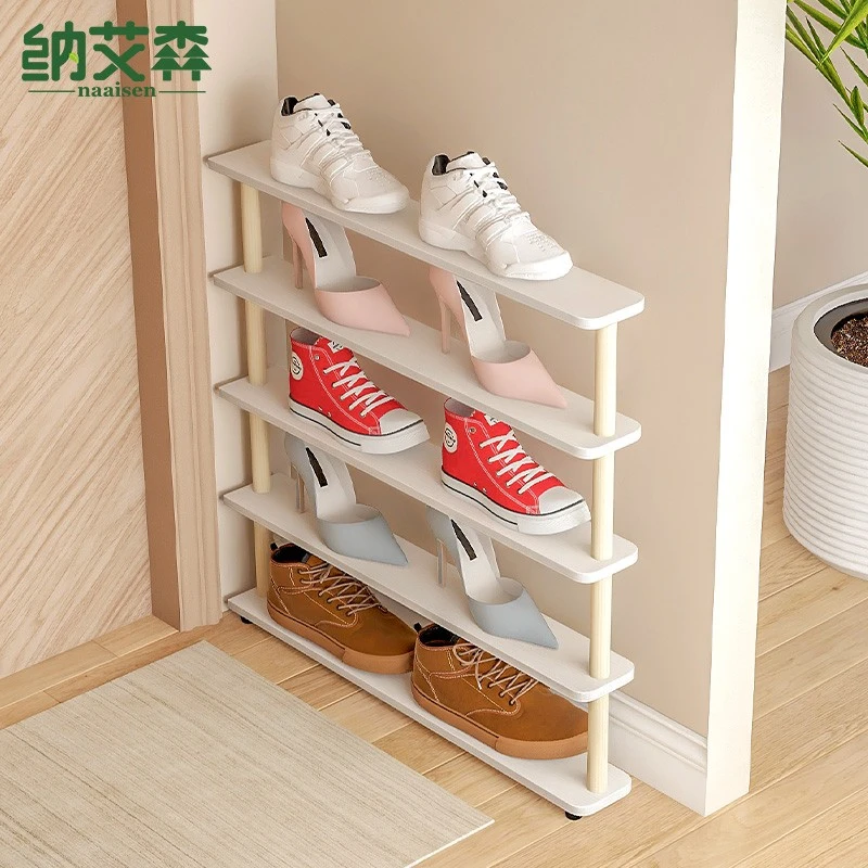 门口小型鞋架家用超薄门后鞋子收纳架极窄鞋柜窄小鞋子摆放架木质