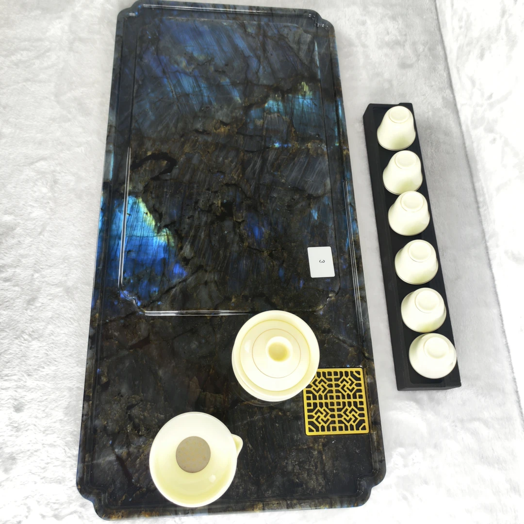 蓝翡翠干湿二用茶盘700*330*30