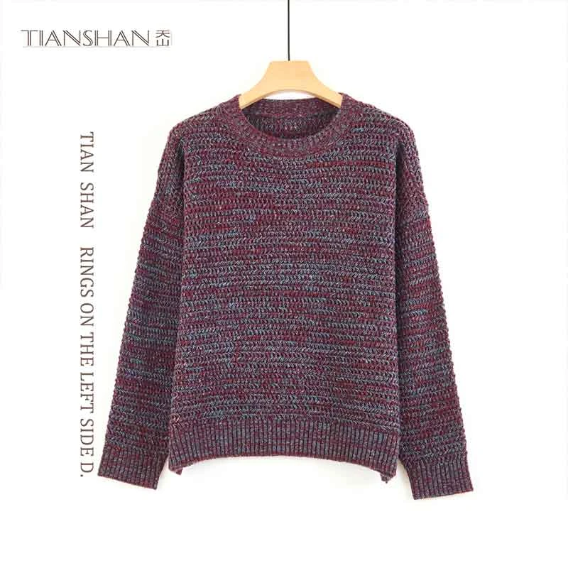 天山【轻奢】秋季新款百搭简约大气减龄圆领休闲针织衫-YTNL5300T