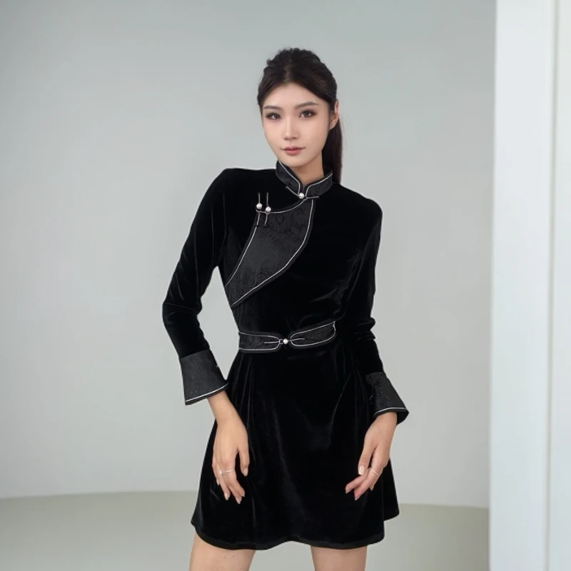 【阿泯娜】黎明之前系列连衣裙  B22365 改良蒙古袍蒙古服饰时尚