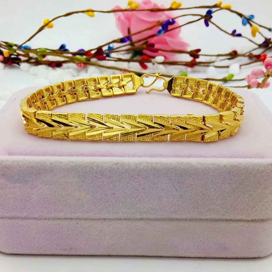 铜合金手链 【精品】金色V型手链不掉色百搭潮流