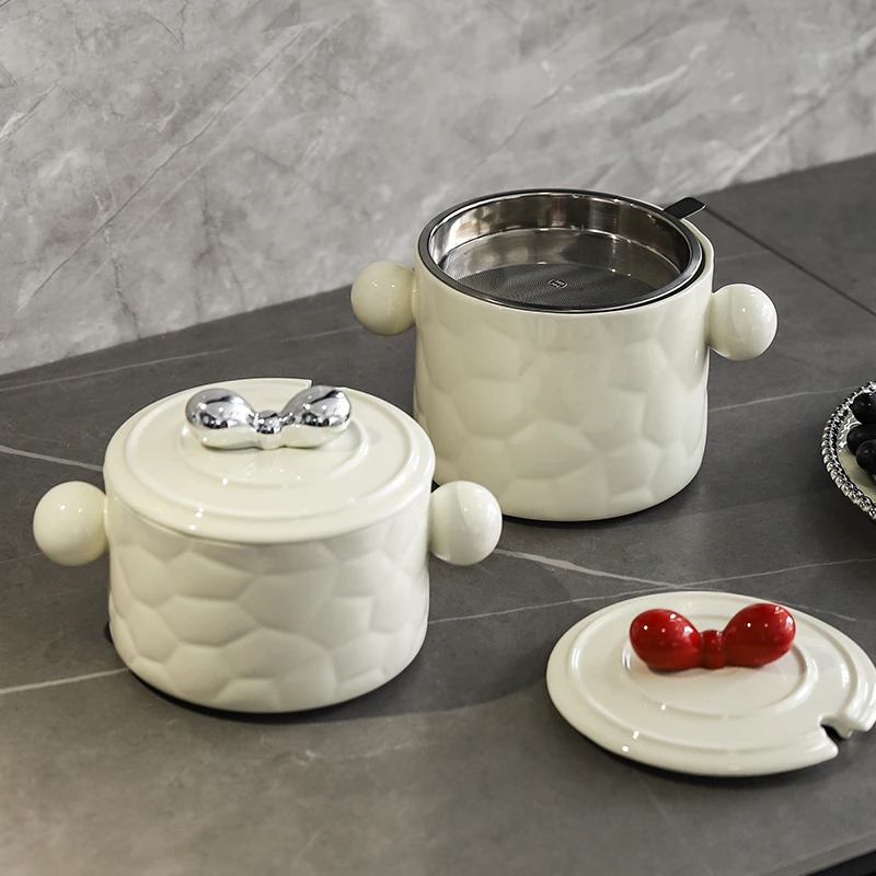 陶瓷猪油罐厨房家用耐高温带盖过滤储油罐装油瓶油渣滤油壶防烫