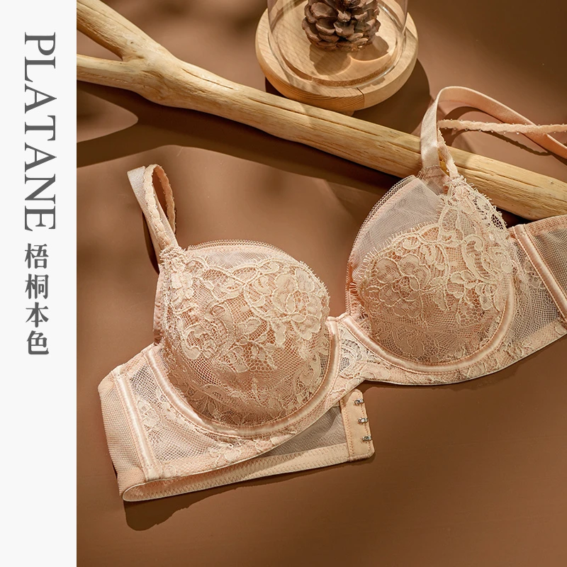 梧桐本色大胸显小超薄杯性感蕾丝感温软钢圈女士文胸罩WN29022