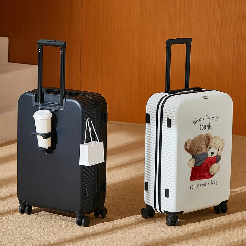 旅晨新款布偶熊涂鸦卡通高颜值行李箱学生时尚密码女轻便登机箱