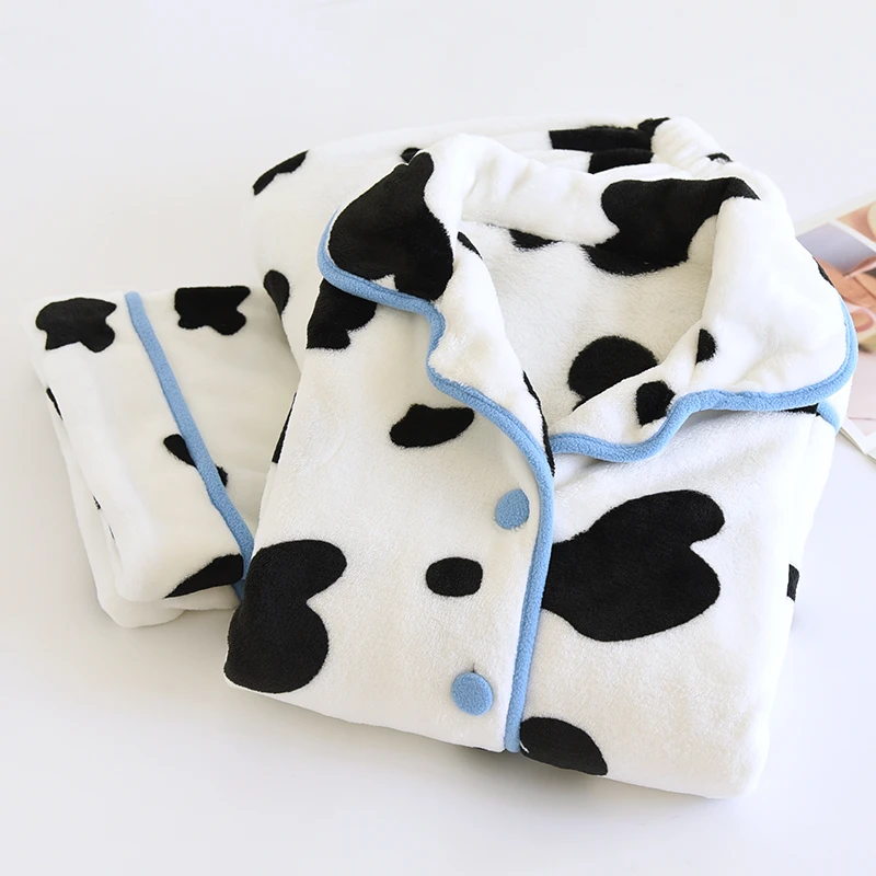 法兰绒家居服女士套装加厚保暖