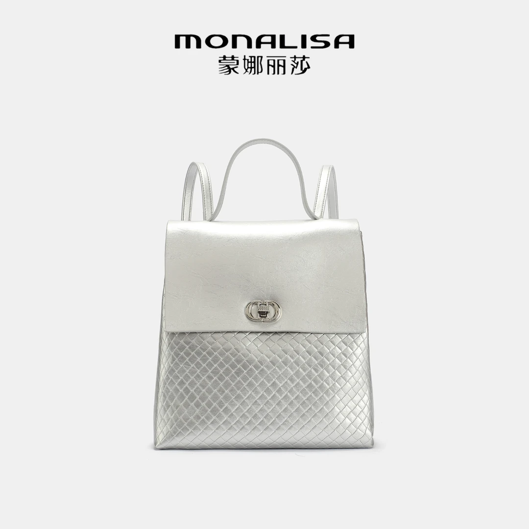 【蒙娜丽莎】高级感软面小众白色大容量双肩包百搭通勤旅行包w6869