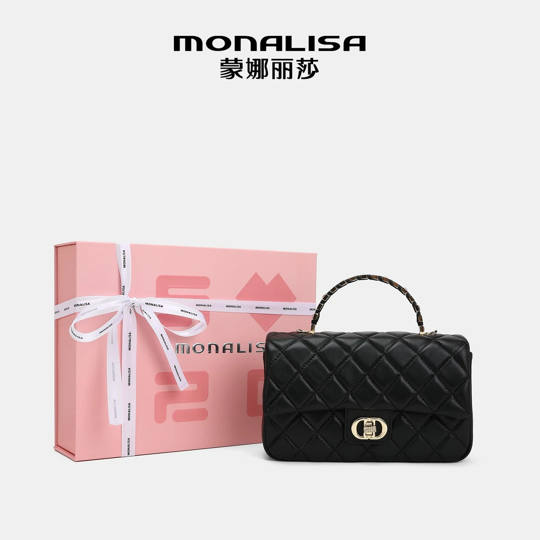 【蒙娜丽莎】真皮羊皮时尚气质小香风经典单肩斜挎包24102