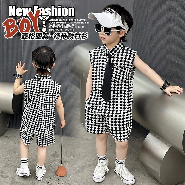 童装男童西装套装夏季2024新款儿童小西服潮帅气男孩小主持人礼服
