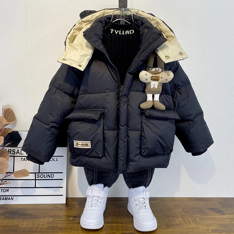 童装男童冬季加厚羽绒服2024新款洋气儿童白鸭绒棉衣痞帅宝宝棉服