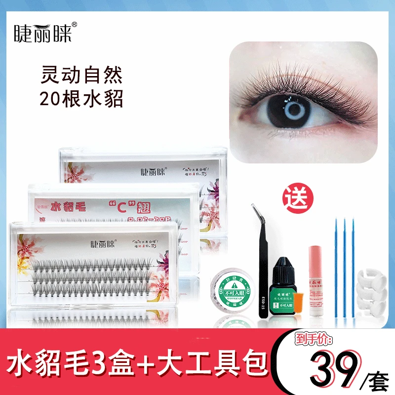 睫丽睐【自然款】20根自然卷翘混合根朵毛柔软假睫毛