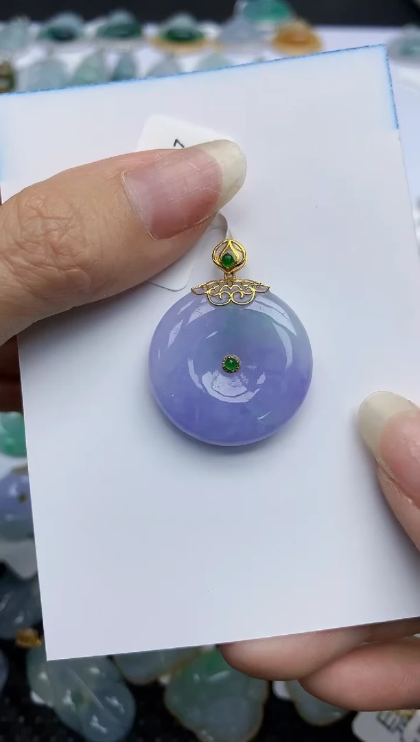 【闪购商品】翡翠挂件18K金镶嵌161天然翡翠A货