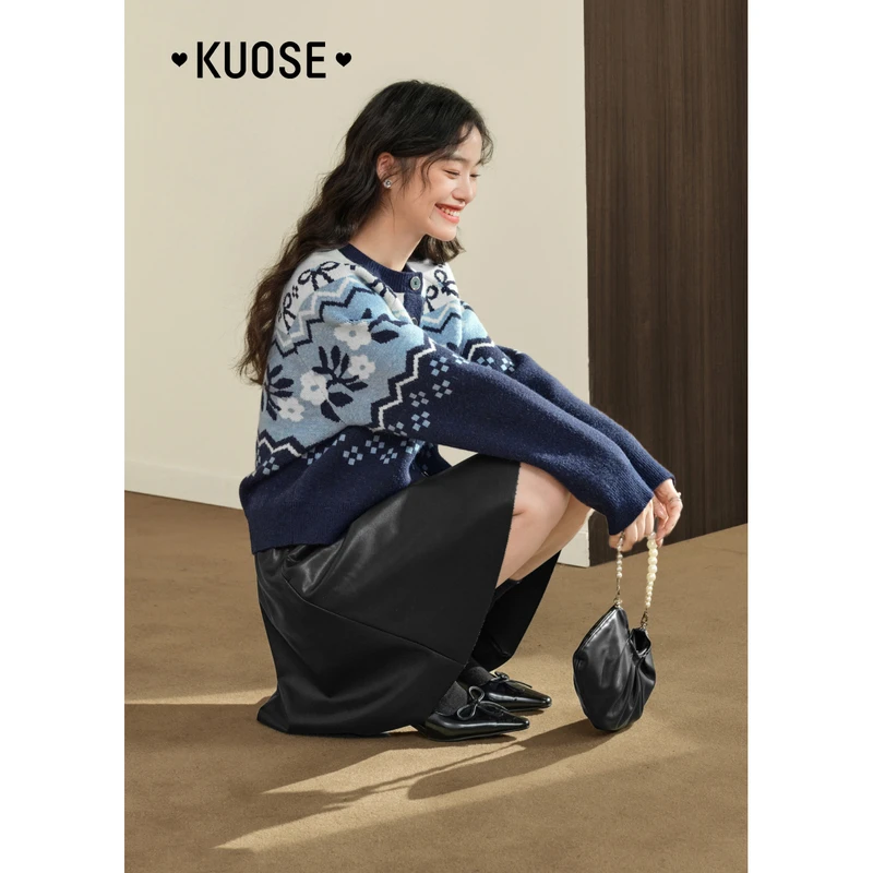 【陈大可专属】阔色费尔岛毛衣开衫外套女2024新款上衣KSH2409024