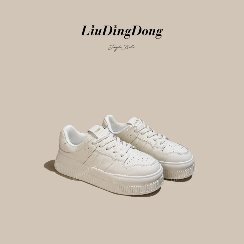 【刘叮咚女鞋】时尚休闲百搭增高舒适厚底学院风休闲板鞋 6001