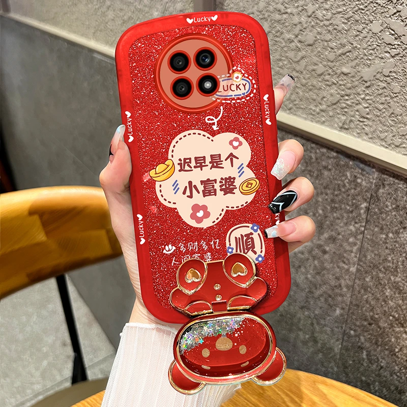 适用荣耀x20手机壳迟早是富婆镜子支架透明硅胶全包防摔保护软壳